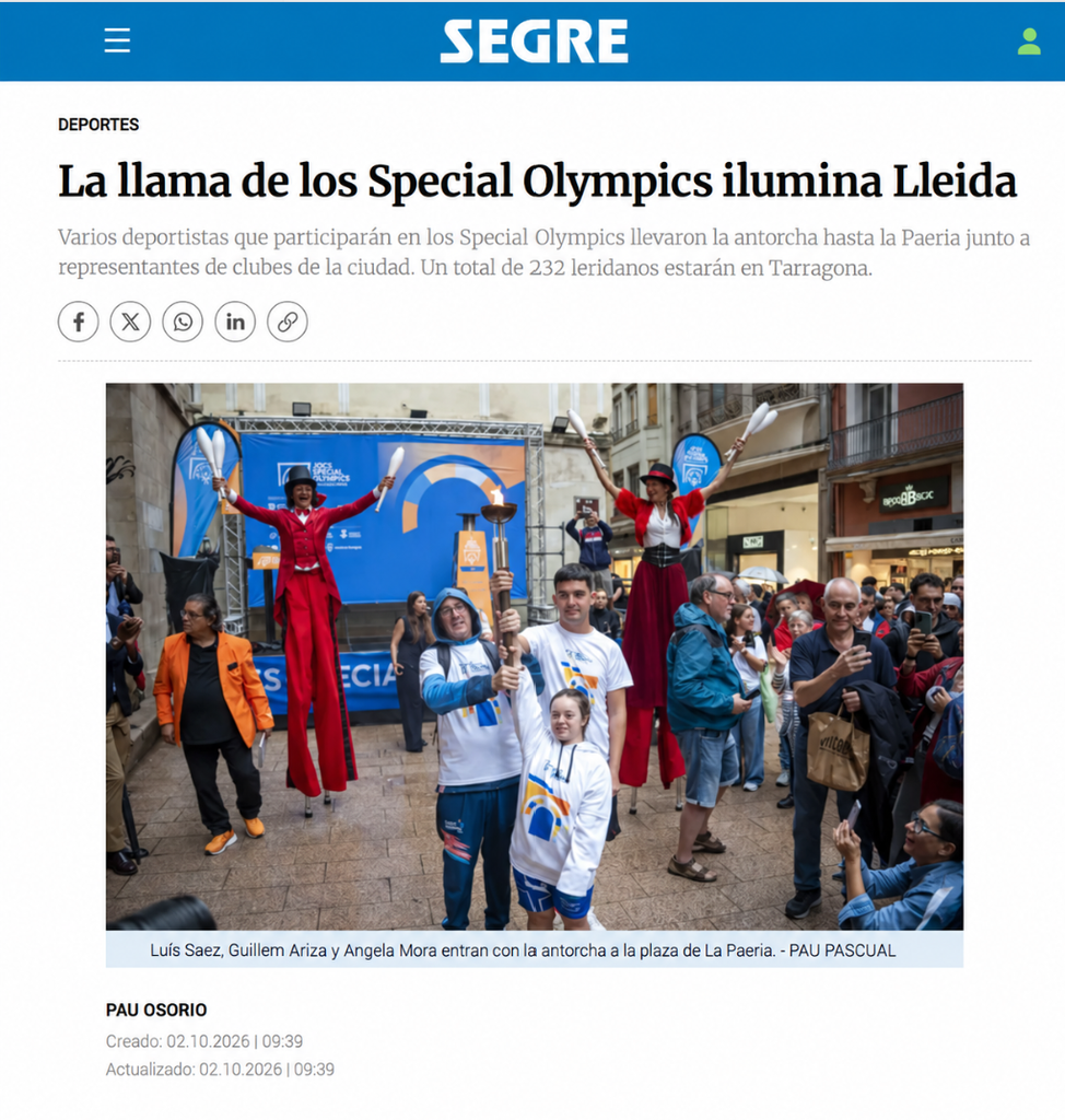 Portada de la notícia online del Segre.